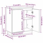 vidaXL Buffet Gris béton 71 x 34.5 x 75 cm Bois d'ingénierie