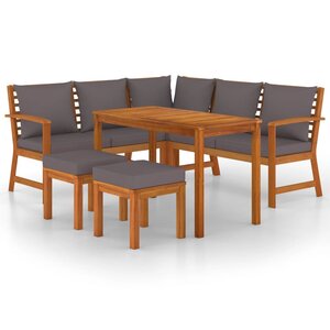 vidaXL Ensemble à manger de jardin 6 Pièces avec coussins Bois d'acacia