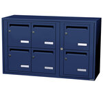 Bloc collectif leabox.com 3x2 grade 3 simple face Intérieur fixation murale Bleu Saphir RAL 5003 finition brillante