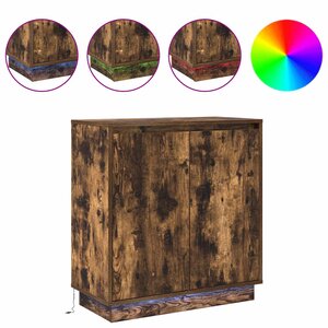 vidaXL Buffet LED Chêne fumé 71 x 34 5 x 75 cm Bois d'ingénierie