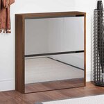 vidaXL Armoire à chaussures miroir à 2 niveaux Chêne marron 63x17x67cm