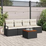vidaXL Ensemble de canapé de jardin avec coussin 5 Pièces Noir Poly rotin
