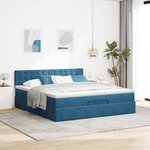 VidaXL Cadre de lit ottoman avec matelas bleu foncé 180x200 cm velours