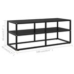 vidaXL Meuble TV noir avec verre noir 100x40x40 cm