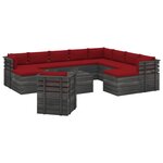 vidaXL Salon de jardin palette 12 Pièces avec coussins Bois de pin massif