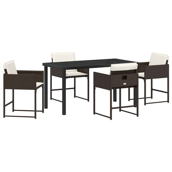 vidaXL Ensemble de salle à manger pour jardin 5 Pièces Marron Poly rotin