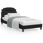 vidaXL Lit avec matelas noir 90x200 cm similicuir