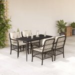 vidaXL Ensemble à manger de jardin 5 Pièces et coussins marron poly rotin