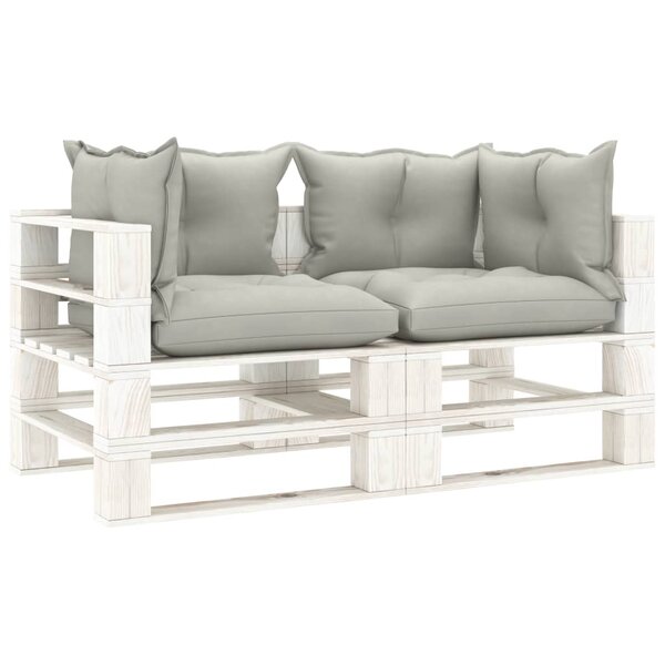 vidaXL Canapé palette à 2 places de jardin avec coussins taupe Bois