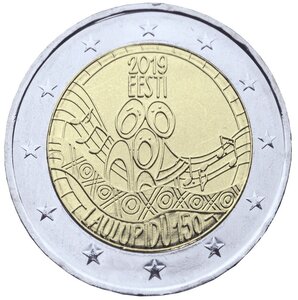 Monnaie 2 euros commémorative estonie 2019 - festival de la chanson