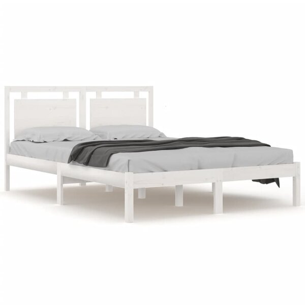 vidaXL Cadre de lit Blanc Bois massif 160x200 cm