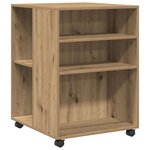 vidaXL Table d'appoint avec roues chêne artisanal bois d'ingénierie