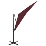 vidaXL Parasol déporté avec mât et lumières LED Rouge bordeaux 250 cm