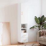 vidaXL Buffet haut Blanc brillant 34 5x34x180 cm Bois d'ingénierie
