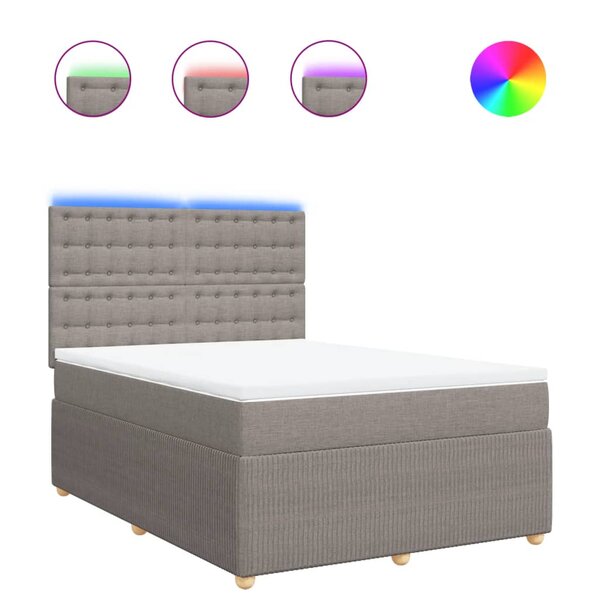 vidaXL Sommier à lattes de lit avec matelas Taupe 140x200 cm Tissu