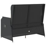 vidaXL Banc inclinable de jardin avec coussins noir résine tressée