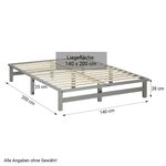 Lit double 140x200 matelas bois gris