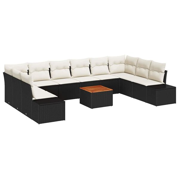 vidaXL Ensemble de canapé de jardin avec stockage 11 Pièces Noir et blanc