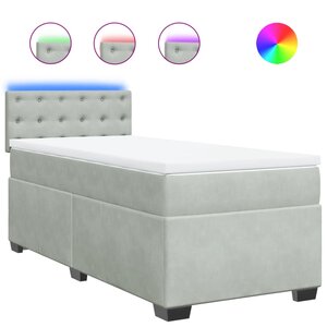 vidaXL Sommier à lattes de lit et matelas Gris clair 80x200 cm Velours