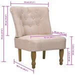 vidaXL Chaises en style français lot de 2 crème tissu