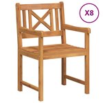 vidaXL Chaises de jardin 8 Pièces Naturel Bois d'Acacia Massif