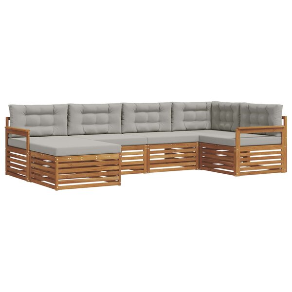vidaXL Ensemble de canapés d'extérieur 6 pc Gris Naturel et Clair