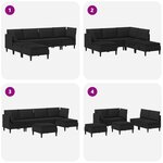 vidaXL Ensemble de meubles pour le salon 6 Pièces Noir Tissu