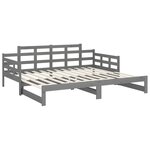 vidaXL Lit coulissant Gris Bois de pin solide 2x(90x200) cm