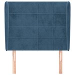 vidaXL Tête de lit avec oreilles Bleu foncé 83x23x118/128 cm Velours
