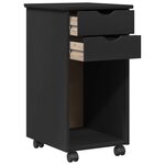 vidaXL Cabinet roulant Noir 34 x 39 x 65 5 cm Pin massif