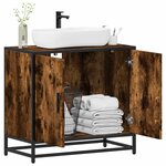 vidaXL Armoire de lavabo de salle de bain chêne fumé 65x33x60 cm