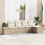 vidaXL Ensemble de canapé de jardin 5 Pièces Beige Poly rotin