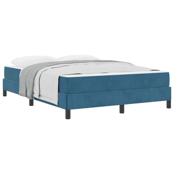 vidaXL Lit à ressorts avec matelas Bleu foncé 160 x 210 cm tissu