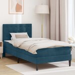 vidaXL Cadre de lit avec matelas Bleu 90 x 200 cm Velours