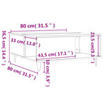 vidaXL Table basse chêne sonoma 80x80x36 5 cm bois d'ingénierie