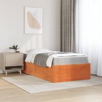 vidaXL Lit avec matelas cire marron 90x190 cm bois massif de pin