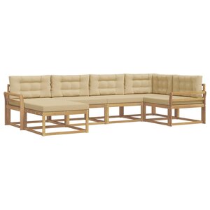 vidaXL Ensemble de canapés d'extérieur 5 Pièces Blanc et Beige Polyester