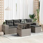 vidaXL Salon de jardin 6 Pièces avec coussins gris résine tressée
