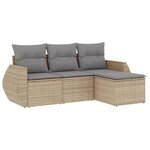 vidaXL Salon de jardin avec coussins 4 Pièces beige résine tressée