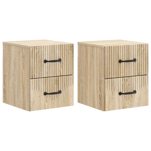 vidaXL Cabinet de chevet mural 2 Pièces Chêne Sonoma 34 5 x 33 x 40 cm