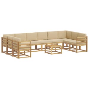 vidaXL Ensemble de canapés d'extérieur 11 pc Blanc et Beige