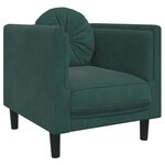 vidaXL Fauteuil avec coussin vert foncé velours