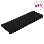vidaXL Tapis d'escalier 30 pièces 65 x 21 x 4 cm Noir Bord rectangulaire