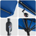 vidaXL Parasol de jardin Bleu 294 x 150 x 223 cm tissu
