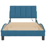 vidaXL Cadre de lit avec LED sans matelas Hanko bleu 100x200 cm velours