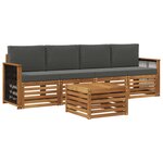 vidaXL Ensemble de canapés d'extérieur 5 Pièces Naturel et Anthracite