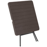 Table de jardin pliable table pliante carrée dim. 78L x 78l x 74H cm métal époxy HDPE imitation bois chocolat