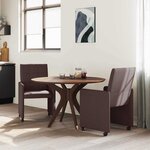 vidaXL Chaises de Salle à Manger avec Roues 2 Pièces Marron foncé