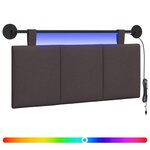 vidaXL Tête de lit suspendue Avec lumière LED Marron foncé Tissu