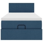 vidaXL Lit ottoman avec matelas bleu 90x200 cm tissu